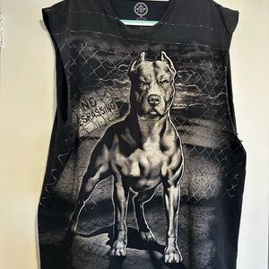 DOM Y2K Sz: XXL Bulldog No Trespassing Graphic Print sleeveless t-shirt.
